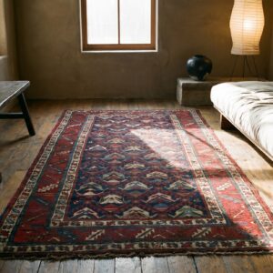 Antique Tribal Navy Blue Caucasian Hallway Runner Kazak Rug (SKU 18331) - room view