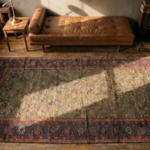 Tribal Antique NW Persian Hallway Runner Wool Pile Bakshaish Rug (SKU 17832) - styled overhead view
