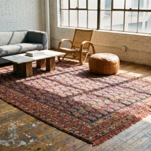 Antique Tribal Paisley Pattern Blue Persian Afshar Wool Rug (SKU 18330) - room view