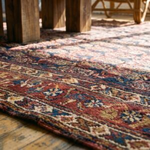 Antique Tribal Paisley Pattern Blue Persian Afshar Wool Rug (SKU 18330) - in-room detail