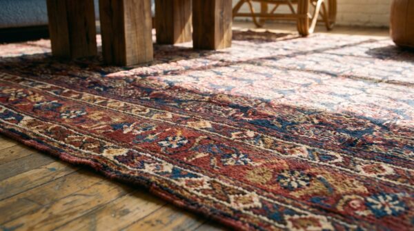 Antique tribal paisley pattern blue persian afshar wool rug 5 Antique tribal paisley pattern blue persian afshar wool rug (sku 18330) - in-room detail
