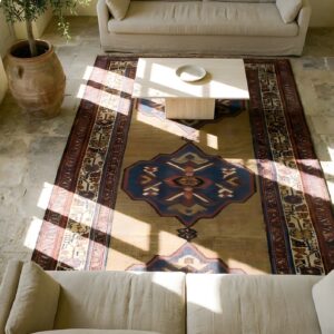 Antique Tribal Persian Bidjar Hallway Runner Wool Rug (SKU 23052) - styled overhead view