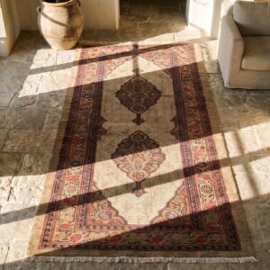 Antique Tribal Persian Serab Hallway Runner Wool Rug (SKU 18325) - styled overhead view