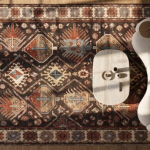 Tribal Primitive Late 19th Century Antique Brown Caucasian Kazak Rug (SKU 18321) - styled overhead view