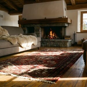 Tribal Antique Red Persian Karajeh Small Scatter Size Wool Rug (SKU 23577) - room view