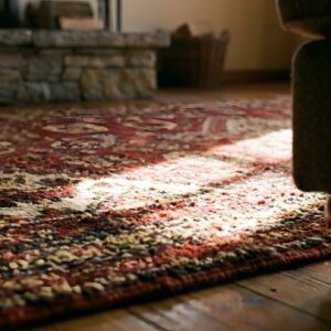 Tribal Antique Red Persian Karajeh Small Scatter Size Wool Rug (SKU 23577) - in-room detail