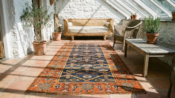 Antique tribal shrub pattern northwest persian hallway runner rug (sku 18734) - room view