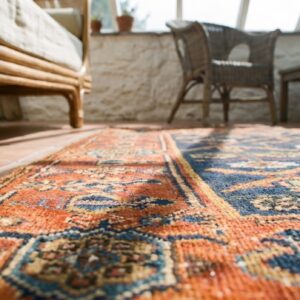Antique Tribal Shrub Pattern Northwest Persian Hallway Runner Rug (SKU 18734) - in-room detail