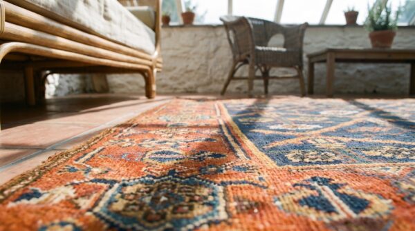 Antique tribal shrub pattern northwest persian hallway runner rug (sku 18734) - in-room detail