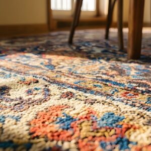 Antique Tribal Small Square NW Persian Kurdish Scatter Rug (SKU 23863) - in-room detail