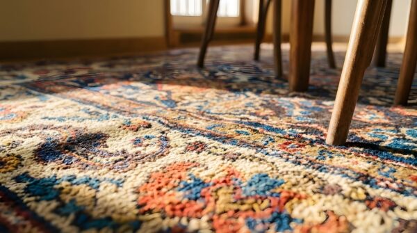 Antique tribal small square nw persian kurdish scatter rug 8 Antique tribal small square nw persian kurdish scatter rug (sku 23863) - in-room detail