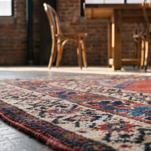 Antique Tribal Square Kazak Rug - Red Solid Open Field (SKU 18017) - in-room detail