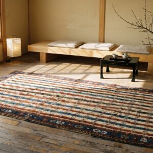 Tribal Stripped Antique Ivory Caucasian Late 19th Century Rug (SKU 19119) - room view