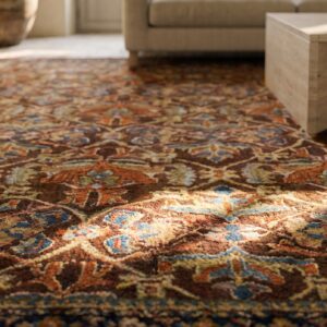 True Warm Brown Color Antique Tribal Floral Pattern Persian Ziegler Sultanabad Rug (SKU 18088) - in-room detail
