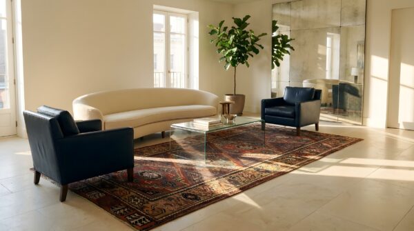 Antique turkish knotted coral hallway runner rug 9 Antique turkish knotted coral hallway runner rug (sku 25707) - room view