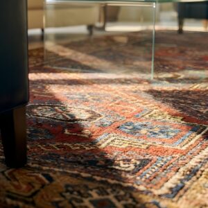 Antique Turkish Knotted Coral Hallway Runner Rug (SKU 25707) - in-room detail