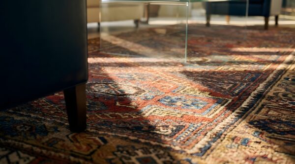 Antique turkish knotted coral hallway runner rug 10 Antique turkish knotted coral hallway runner rug (sku 25707) - in-room detail
