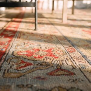 Antique Turkish Oushak Room Size Wool Warm Rustic large Scale Rug (SKU 24684) - in-room detail