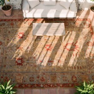 Antique Turkish Oushak Room Size Wool Warm Rustic large Scale Rug (SKU 24684) - styled overhead view