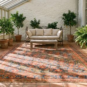 Antique Turkish Smyrna Oushak Carpet 15'6"×19'10" Navy & Red, Early 19th Century, Circa 1820 (SKU 23402) - room view