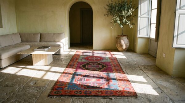 Antique turkish yuruk hallway runner rug - jewel tone tribal geometric 7 Antique turkish yuruk hallway runner rug - jewel tone tribal geometric (sku 20875) - room view