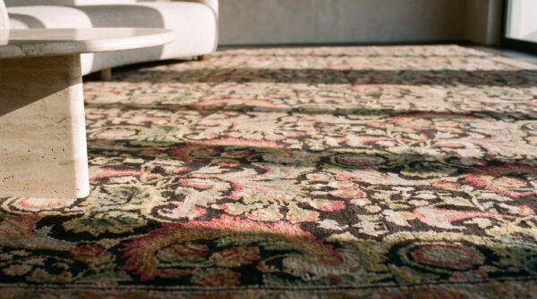 Antique ukraine allover floral hand knotted pile rug 8 Antique ukraine allover floral hand knotted pile rug (sku 22550) - in-room detail