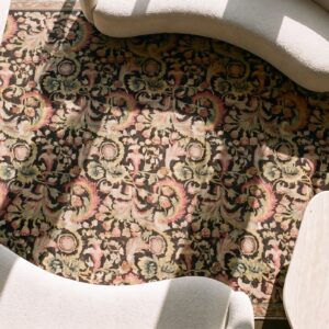 Antique Ukraine Allover Floral Hand Knotted Pile Rug (SKU 22550) - styled overhead view
