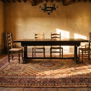 Unique Hexagonal Medallion Design Antique Tribal Turkish Oushak Rug (SKU 18369) - room view