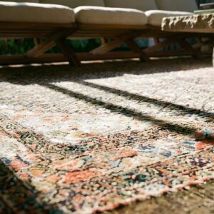 Unusual Persian Serab Design Antique Tribal Turkish Oushak Rug (SKU 25693) - in-room detail