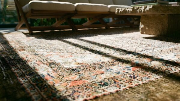 Unusual persian serab design antique tribal turkish oushak rug 9 Unusual persian serab design antique tribal turkish oushak rug (sku 25693) - in-room detail