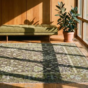 Unusual Purple and Green Color Antique Room Size Wool Pile Agra Carpet (SKU 18892) - room view