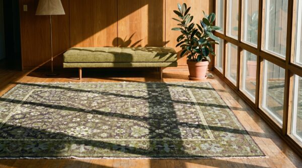 Unusual purple and green color antique room size wool pile agra carpet 7 Unusual purple and green color antique room size wool pile agra carpet (sku 18892) - room view