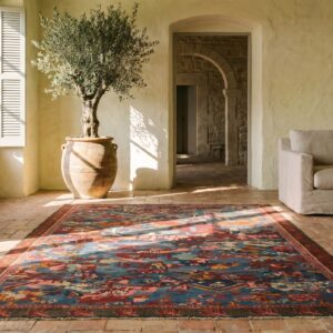 Unusual Tribal Abstract Antique Caucasian Soumak Small Light Blue Flat Weave Rug (SKU 19920) - room view