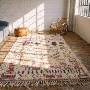 Vintage Mid Century Moroccan Beni Ourain Ivory Tribal Boho Berber Carpet (SKU 22425) - room view