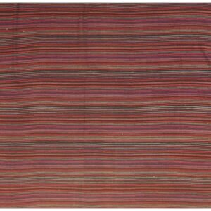Vintage Turkish Decorative Kilim 1950s Bold Multicolor Stripe Small Rug