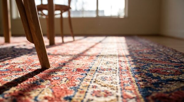 Antique w. Persian bijar carpet 15'6"×27'10" navy & teal green, hand-woven wool, circa 1870 9 Antique w. Persian bijar carpet 15'6"×27'10" navy & teal green, hand-woven wool, circa 1870 (sku 20263) - in-room detail