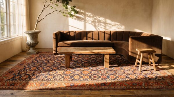 Antique w. Persian bijar carpet 7'8"×14'3" hand-knotted wool, mid 19th century (sku 24324) - room view