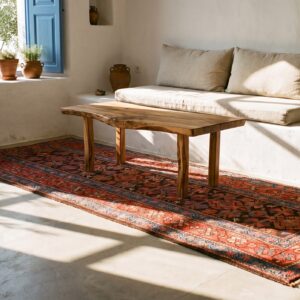 Antique W. Persian Kurdish Carpet 4'×8'9" Brown Field, Red Border, Late 19th Century (SKU 19677) - room view