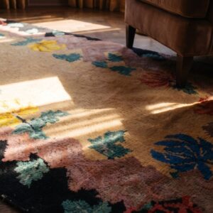 Warm Antique Chinese Art Deco Small Scatter Size Throw Rug (SKU 24825) - in-room detail