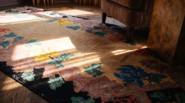 Warm antique chinese art deco small scatter size throw rug 9 Warm antique chinese art deco small scatter size throw rug (sku 24825) - in-room detail