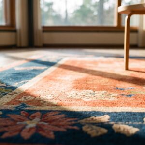 Warm Coral Antique Floral Chinese Room Size Art Deco Rug (SKU 23432) - in-room detail