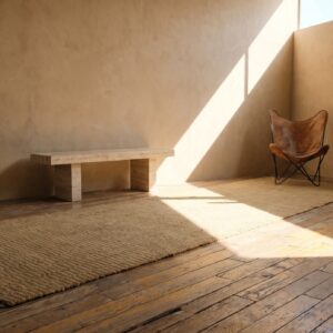 Warm Cream Color Antique American Flat Weave Rag Long Hallway Runner Rug (SKU 20587) - room view