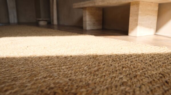 Warm cream color antique american flat weave rag long hallway runner rug 7 Warm cream color antique american flat weave rag long hallway runner rug (sku 20587) - in-room detail