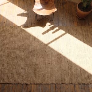 Warm Cream Color Antique American Flat Weave Rag Long Hallway Runner Rug (SKU 20587) - styled overhead view