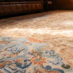 Antique Warm Cream Color Floral Cloud Band Design Chinese Peking Rug (SKU 23085) - in-room detail