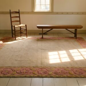 Washed Out Light Cream and Rose Color Big Antique Chinese Deco Rug (SKU 23686) - room view