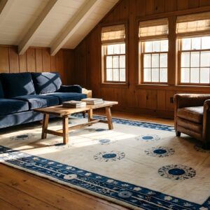 White and Blue Antique Long and Narrow Oversized Chinese Peking Rug (SKU 25638) - room view