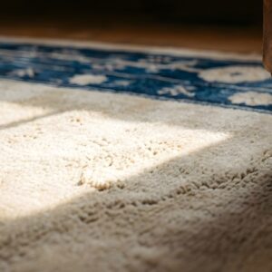 White and Blue Antique Long and Narrow Oversized Chinese Peking Rug (SKU 25638) - in-room detail