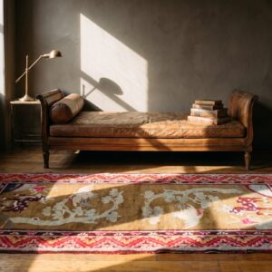 Antique White Chinese Crane and Reindeer Design Baotou Rug (SKU 22006) - room view