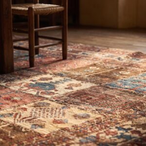 Worn Antique Allover Hand Knotted Pile Rug (SKU 18905) - in-room detail